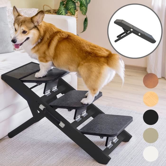 Comparer les prix de Escalier pour chien canapé & lit 2-en-1 Rampe chien réglable en hauteur pour canapé 18-50 cm - Escalier transport facile Noir