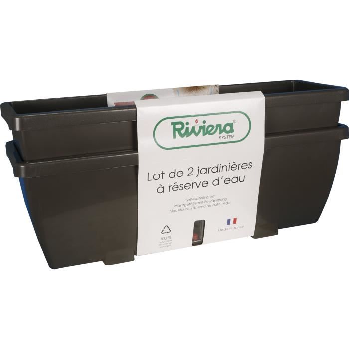Bac à fleurs RIVIERA EVA Lot 2 jardinières Plastique 57 cm - vue 3