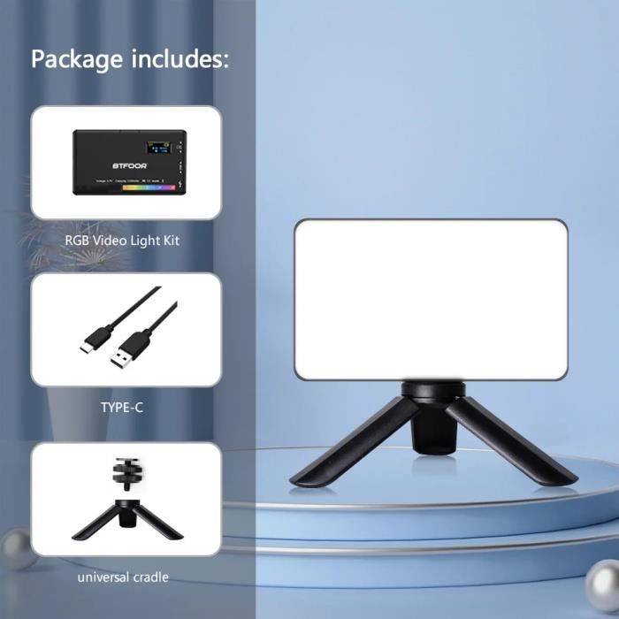 Kit Bureau LED Rollei Comfort Blanc - Mini Trépied + Lumière RVB + Support Smartphone