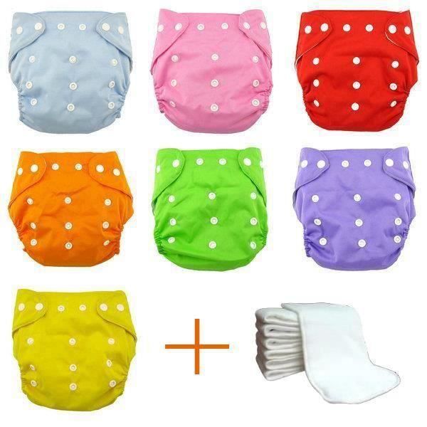 Lot 7 Couches Lavables TE1 + 7 Inserts Microfibres,CE10732 Cdiscount