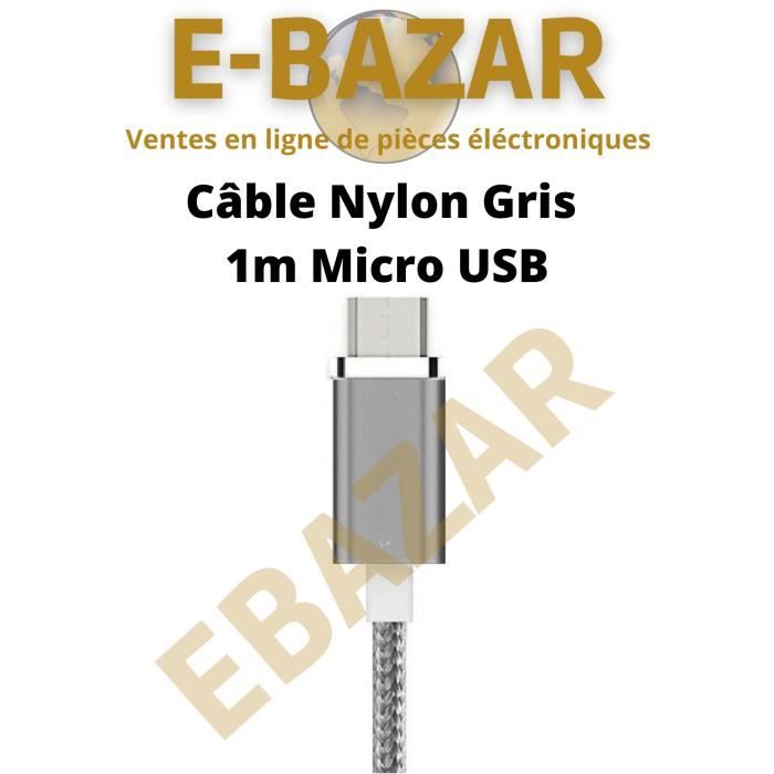 Câble Nylon 1m Micro USB Samsung J A : 4 5 6 7 et tous les mobiles compatible Micro USB Huawei Asus Nokia LG...etc - vue 3