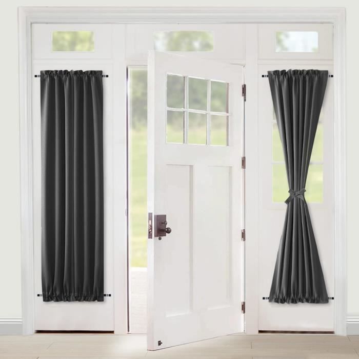 Rideau De Porte Avant 66 X 173 Cm Avec Bande Magnétique - Occultant Gris Pour Intérieur