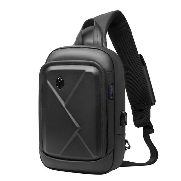 Sac Bandoulière Homme DAZZLUXE - Noir/Gris 25x15x7cm - Imperméable PU - Grand Capacité