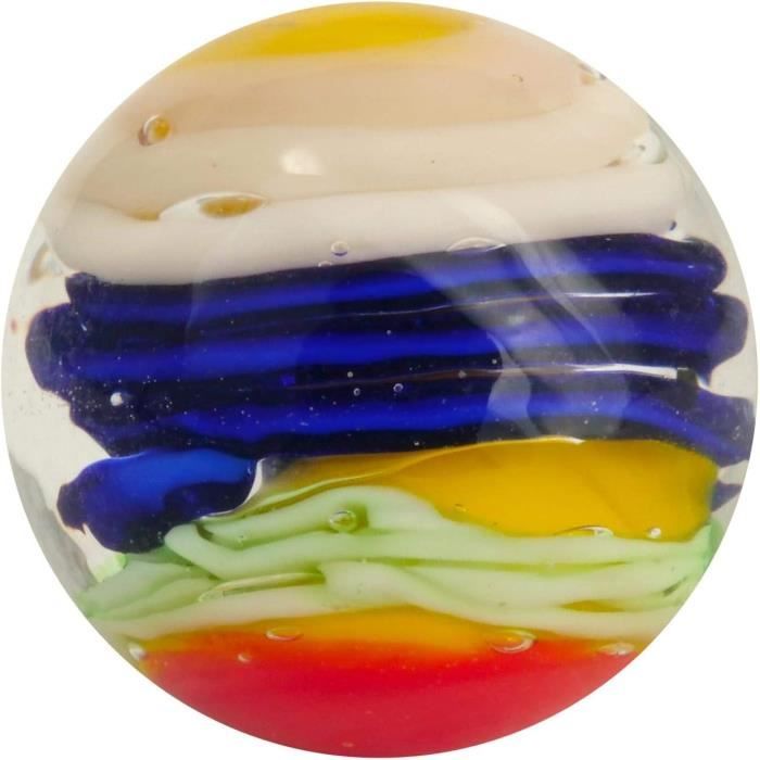 MesBilles – 30 Billes En Verre 16 Mm – Bleu Et Jaune – Sac Filet Unique