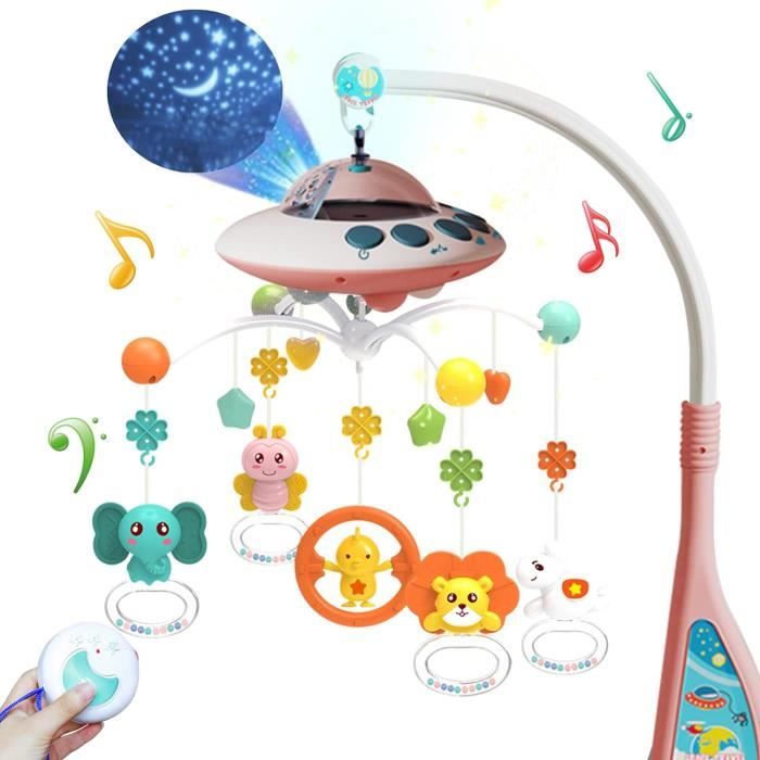 Mobile Musical Pour Lit Bébé - Boîte à Musique Avec Jouets Suspendus Et Anneau De Dentition