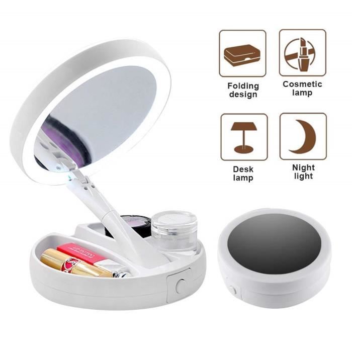 Auxmir Miroir Maquillage Lumineux Grossissant 1X / 10X, Miroir De