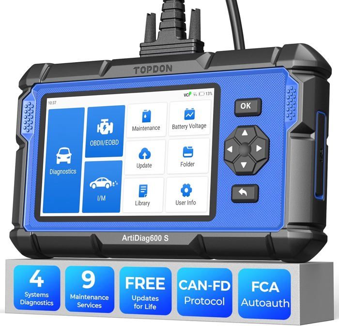 TOPDON ArtiDiag600S Outil de Diagnostic Voiture pour 4 Systèmes 9 Fonctions de Réinitialisation en français