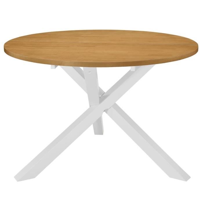 table de salle à manger - vidaxl - blanc - style campagne - forme rond - 4 places