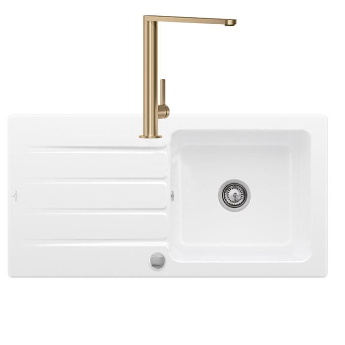 Evier 1 bac VILLEROY ET BOCH Architectura 60 vidage auto + Robinet de cuisine Finera - vue 2