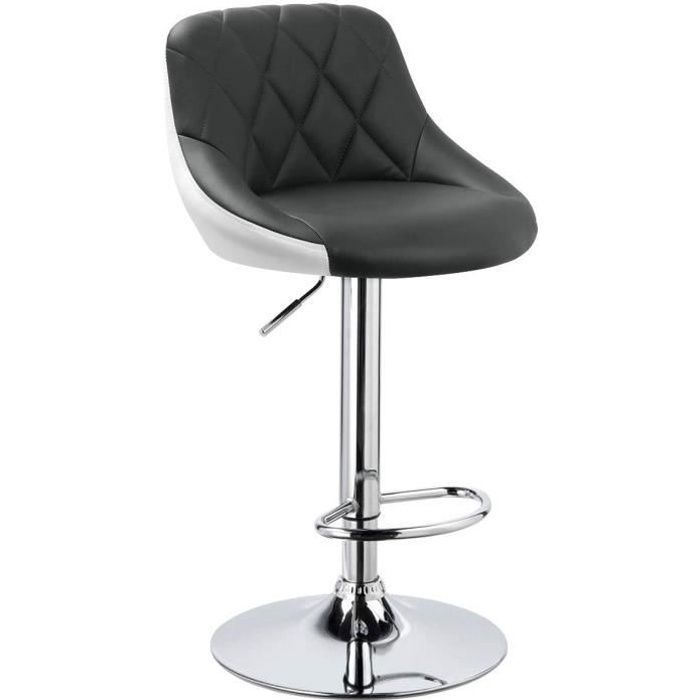 WOLTU 1xTabouret de Bar en Similicuir avec repose-pied Chaise de bar Hauteur réglableGris Blanc WOLTU 1xTabouret de Bar en Similicuir avec repose-pied Chaise de bar Hauteur réglableGris Blanc