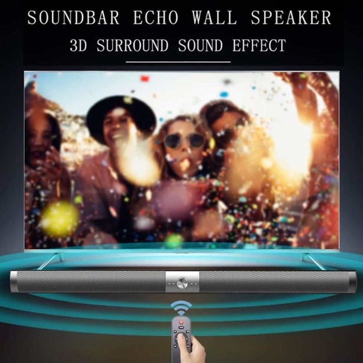 Barre De Son Sans Fil Pour TV - Amplification Automatique, Basses Puissantes - Compatible TV, PC, Projecteur, Console - Environ 30 Cm