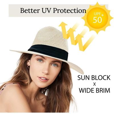 Chapeau Panama Classique à Large Bord Pour Femme, Avec Boucle