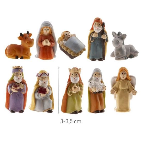 Lot De 8 Figurines Crèche De Noël En Résine - Personnages Principaux (rois Mages, Sainte Famille, Animaux) 12 Cm - 4