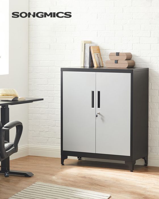 En.casa] Casier De Bureau Métallique Armoire à 2 Portes Meuble De Rangement Pour Bureau Atelier Chambre Acier Laminé à Froid 90 X 80 X 33 Cm Vert Pastel Mat