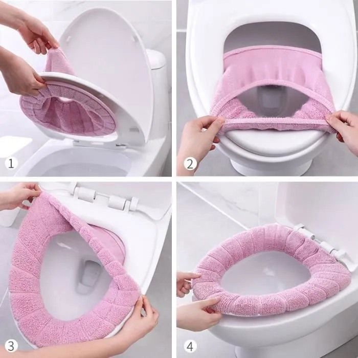 XPEX Lot De 1 Paire Housses De Siège De Toilette Épaisses Et Chaudes En Polaire - Lavables, Confortables Et Adaptables à Toutes Tailles