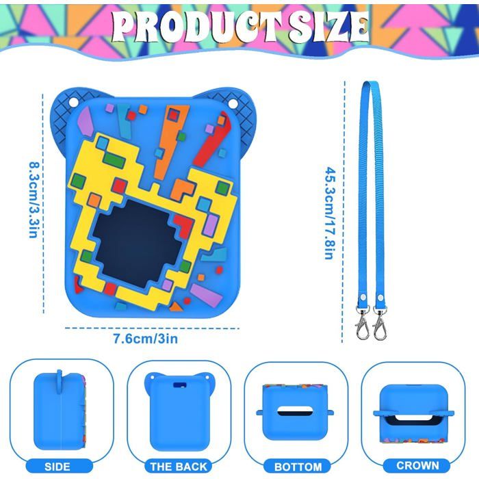HLONK Étui en Silicone Antichoc Housse de Protection Antichute Support de Protection Housse Lavable avec Lanière pour Bitzee Animal de Compagnie Numérique Jouet Virtuel Interactif (Bleu HLONK Étui en Silicone Antichoc Housse de Protection Antichute Support de Protection Housse Lavable avec Lanière pour Bitzee Animal de Compagnie Numérique Jouet Virtuel Interactif (Bleu