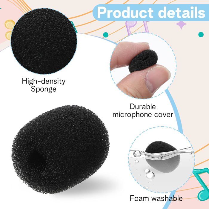 Lot De 20 Bonnette Micro En Mousse Anti-Vent Et Anti-Pop, 2 x 1,5 cm ...