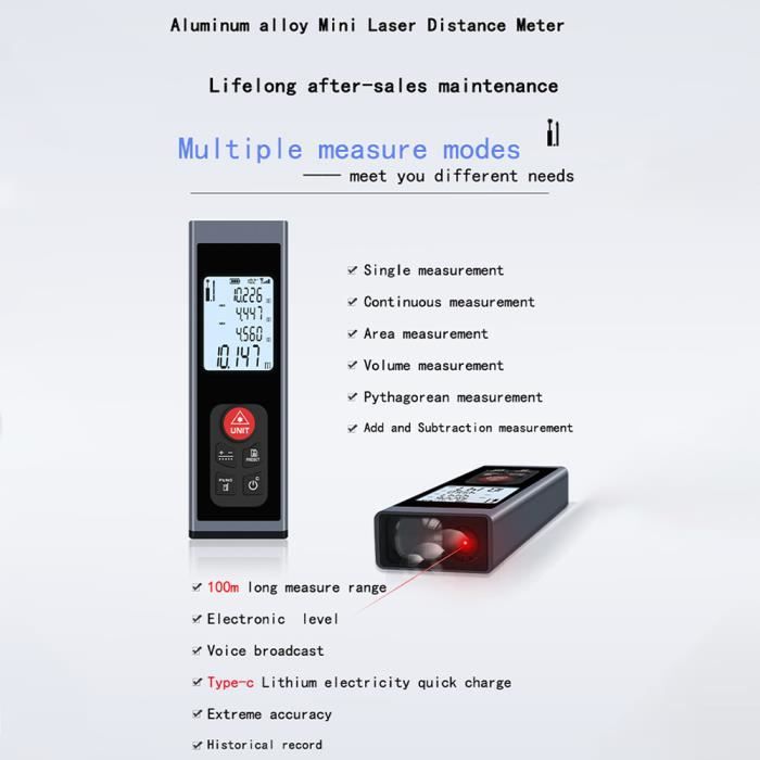 POPOMAN Télémètre Laser 60M, 99 Données, Bluetooth Transfert de Données,  Pythagore, Charge Rapide en 30mins - Cdiscount Bricolage