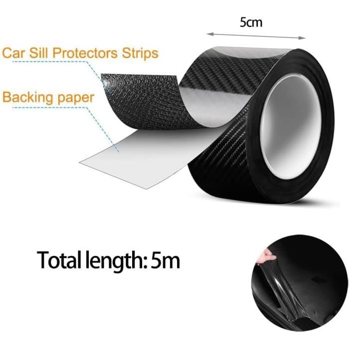 Protection Portière Voiture Film Carbone - Seuils Porte Anti-Rayures 4 Pièces Avant Arrière