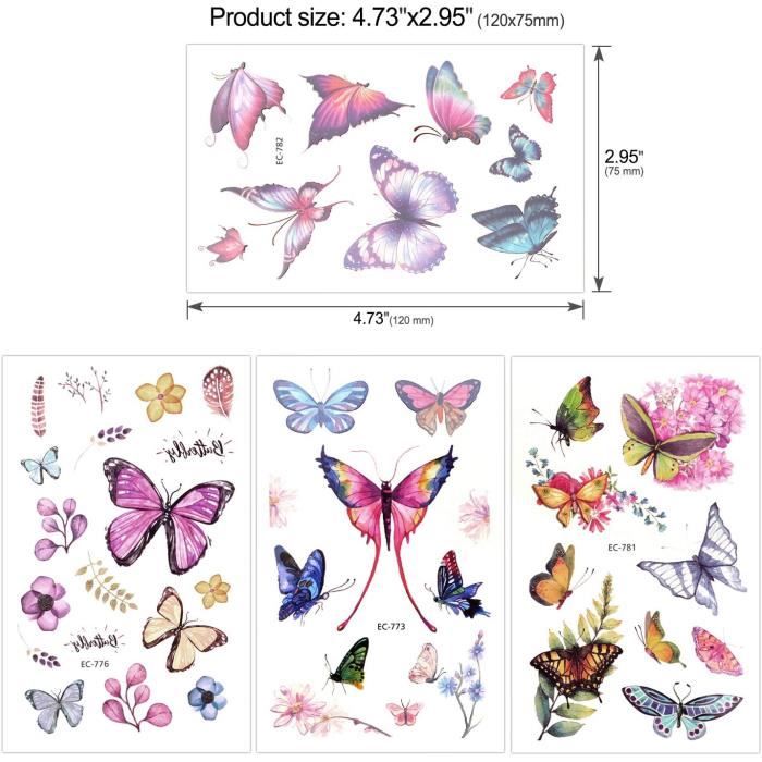 150+ Tatouages Temporaires Paillettes Enfants - Licornes, Sirènes, Papillons - Étanches - Cadeau Anniversaire