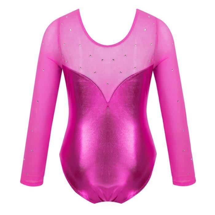 Iixpin Enfant Fille Justaucorps Gymnastique Strass Manches Longues