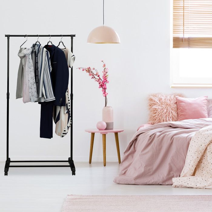 Relaxdays Portant pliable bambou, penderie porte vêtements, tringle