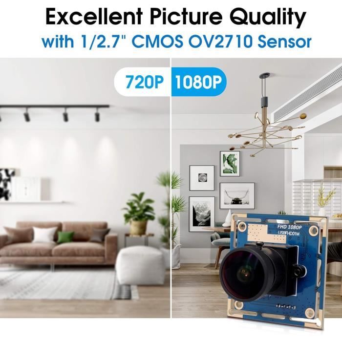 Webcam Grand Angle 170 Degrés Fisheye Camera Usb Full Hd 1080P 30Fps ...