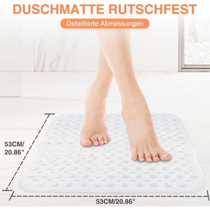 XIYUNTE Tapis de douche carré antidérapant et anti-moisissure - 53 x 53 cm - Tapis de douche carré pour douche intérieure - Tapis de douche antidérapant avec trous de drainage et ventouses XIYUNTE Tapis de douche carré antidérapant et anti-moisissure - 53 x 53 cm - Tapis de douche carré pour douche intérieure - Tapis de douche antidérapant avec trous de drainage et ventouses