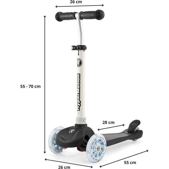 HyperMotion Trottinette Tricycle TRINGO Pour Enfant 3-8 Ans, Roues LED, Réglable, Antidérapante, Max 50 Kg