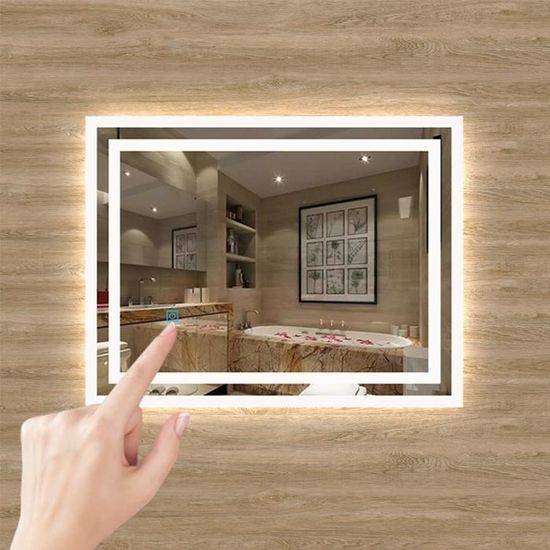 Miroir LED Scafa pour salle de bain avec loupe 3 fois 70 x 50 cm blanc