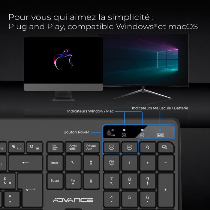 Clavier Gaming Sans Fil AZERTY Spirit Of Gamer - Rétroéclairage, Anti-ghosting, Touches Rétroéclairées