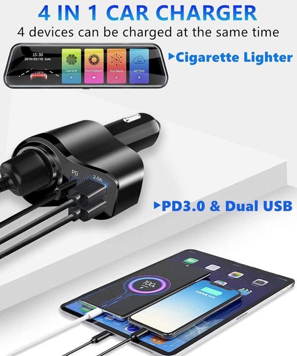 Chargeur Allume Cigare,PD3.0 Allume Cigare Rapide Chargeur Voiture USB  C,Adaptateur Prise Allume Cigare pour iPhone 15/14/13/12/11 - Cdiscount Auto