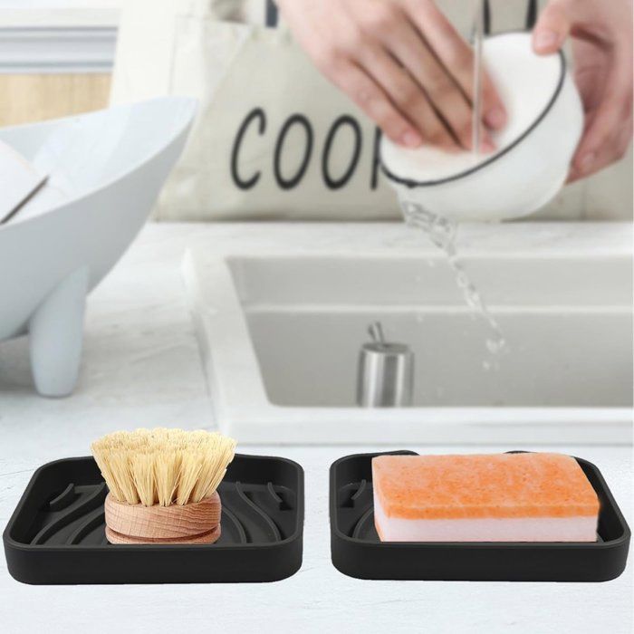 Porte-savon De Salle De Bain Avec égouttoir – Adhésif, Design élégant, Blanc/noir/gris, Pratique Et Facile à Installer