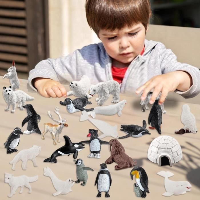2 Pcs Mini Jouet Animal Polaire  Figurines réalistes d'animaux