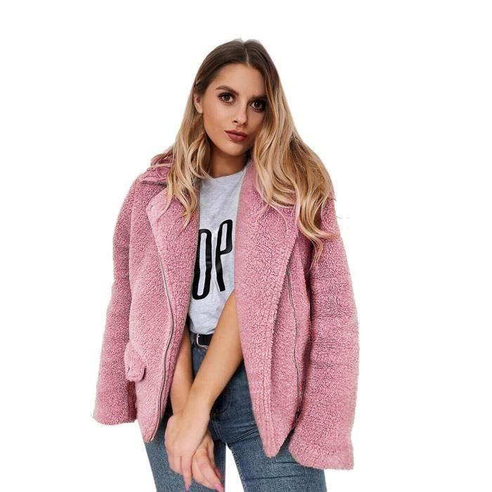 Funmoon Femmes Cardigan ouvert avant manteau de veste en fausse