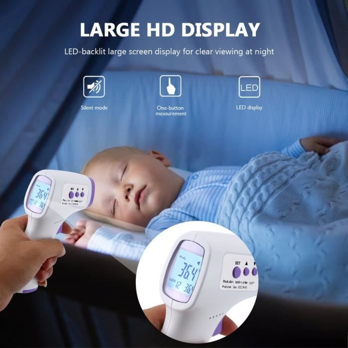 JOULLI Thermomètre infrarouge numérique frontale sans contact pour le corps  (blanc) - Cdiscount Puériculture & Eveil bébé
