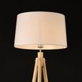 [lux.pro] Lampadaire Lampe à Pied avec Abat-jour Bois Métal Tissu Effet Bois et Blanc 153 cm-3