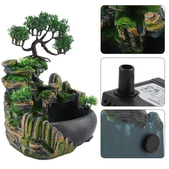Cascade de Bureau Fontaine avec Changement de Couleur LED /éclairage Zen m/éditation Cascade Jingyi Cadeau de d/écoration de Bureau Belle Petite rocaille