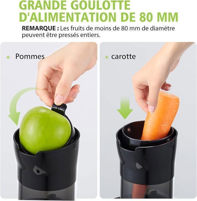 AOBOSI Extracteur de Jus, Slow Juicer Presse à Froid avec Ouverture de ...