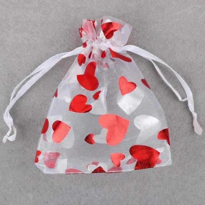 100 Sachets Cadeaux Organza 7x9cm - Avec Cordon, Pour Bijoux, Bonbons, Mariage, Fêtes
