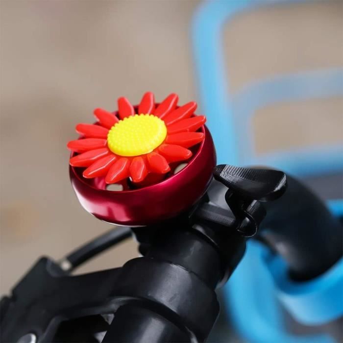 3 Sonnettes De Vélo Colorées En Aluminium Pour Enfants Et Adultes - Puissantes, Design Fleur, Facile à Installer (jaune, Rouge, Bleu)