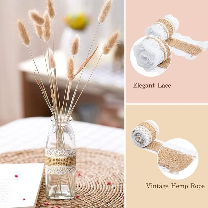 GUIFIER Kit 24 Fleurs Et Nœuds Toile De Jute + Rubans - Décoration Mariage, Fête Et Bricolage DIY