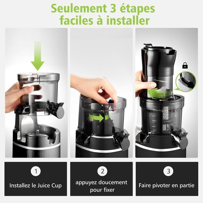 AOBOSI Extracteur de Jus, Slow Juicer Presse à Froid avec Ouverture de ...