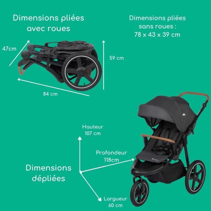 Bebeconfort Cloudy Poussette 3 roues Tout Terrain 0 a 4 ans 22kg max Inclinable Pliage rapide Guidon reglable Mineral