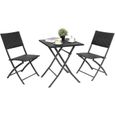 Ensemble Salon de Jardin en Résine - FEMOR - 2 Chaises et 1 Table Basse - Pliable et Facile à Nettoyer-0