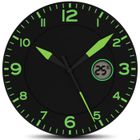 FISHTEC - Horloge Murale Verte Ø25,4 cm - Silencieuse Sans Tic-Tac - Température LCD - Design Élégant