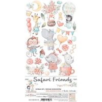 Set de 18 feuilles de papier scrapbooking extra set 'Safari Friends - girl' de Craft O Clock (15,5x30,5 cm)
