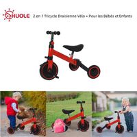 Tricycle Draisienne Vélo HUOLE 2 en 1 pour enfant de 18 mois à 4 ans Rouge
