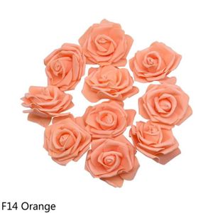 FLEUR ARTIFICIELLE 8cm - F14 Orange - Grandes roses sans tige en mous