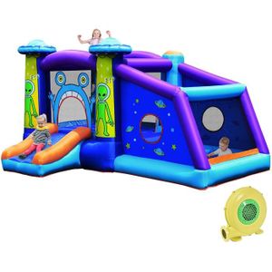 AIRE DE JEUX GONFLABLE GOPLUS Aire de Jeux Château Gonflable en Forme Extraterrestre avec Souffleur,Toboggan,Kit de Réparation,Sac de Transport,Piquet